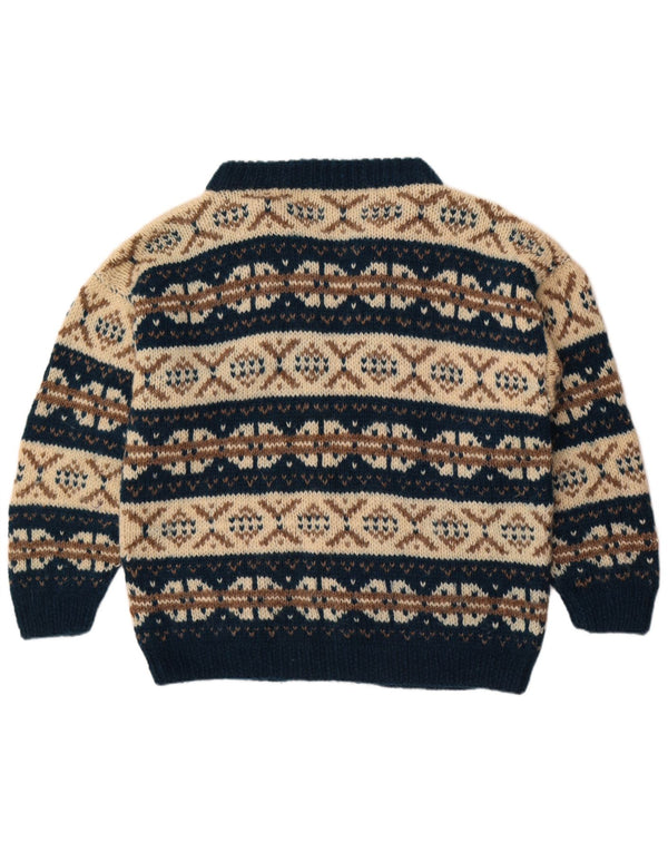 Vintage Womens Cardigan Sweater UK 18 XL Navy Blue Fair Isle
