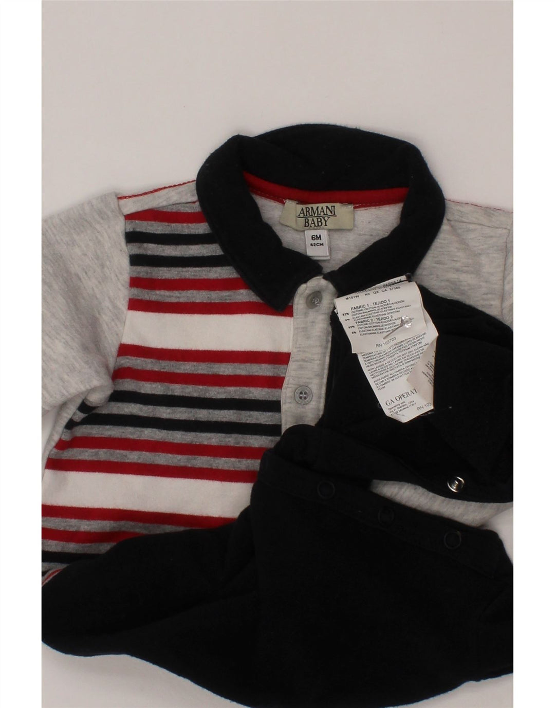 ARMANI BABY Baby Boys Long Sleeve Jumpsuit 3-6 Months  Black Colourblock