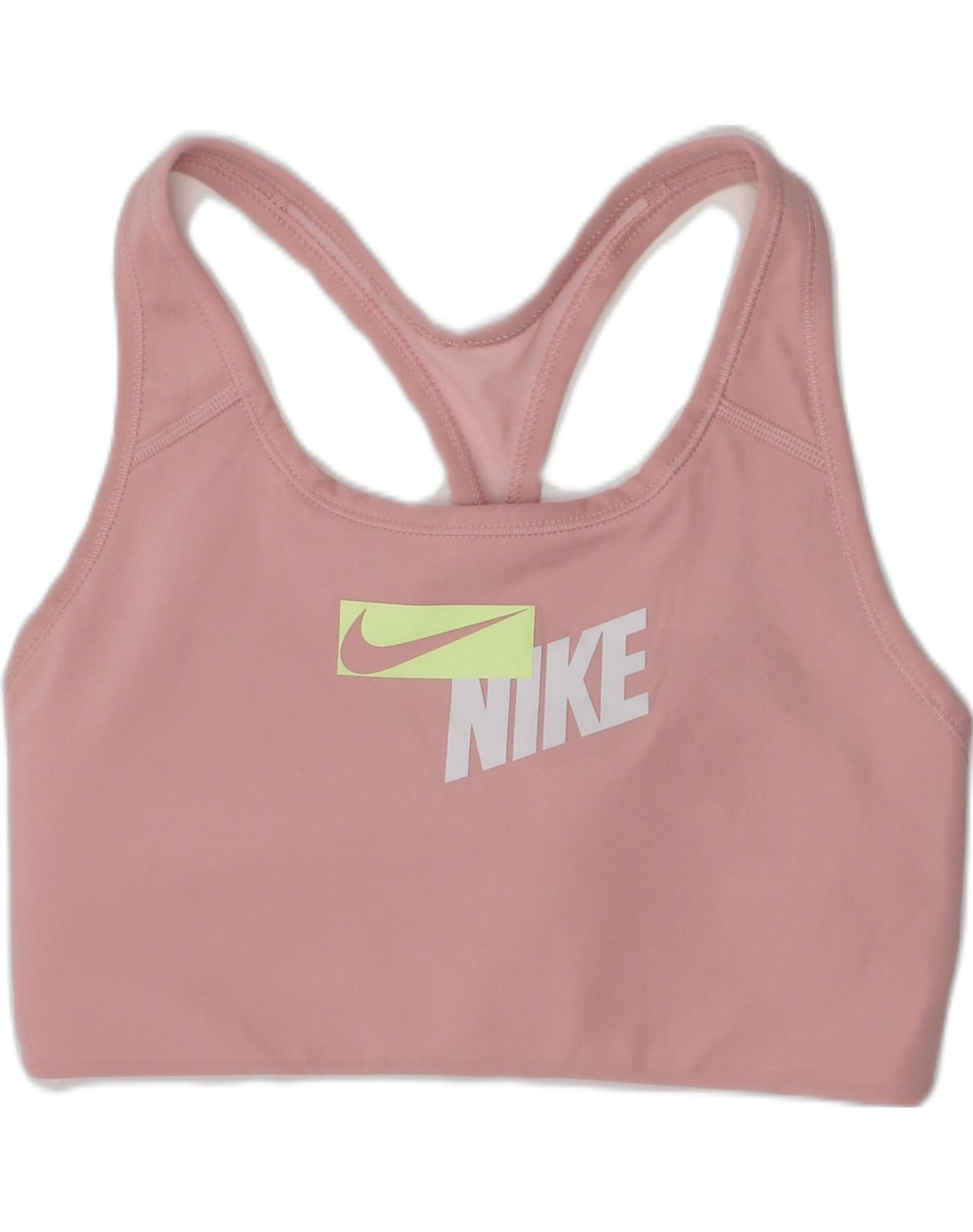NIKE Womens Graphic Sport Bra Top UK 8 Small Pink Polyester Sports