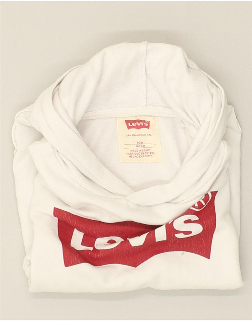 LEVI'S Boys Graphic Hoodie Jumper 9-10 Years White Cotton | Vintage Levi's | Thrift | Second-Hand Levi's | Used Clothing | Messina Hembry 