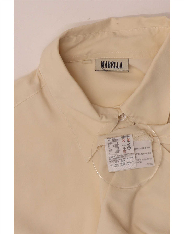 Marella Womens Shirt UK 12 Medium Beige Silk