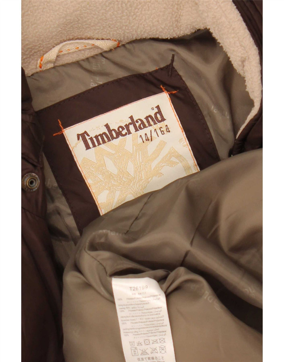 Timberland Boys Padded Jacket 13-14 Years Brown Polyester