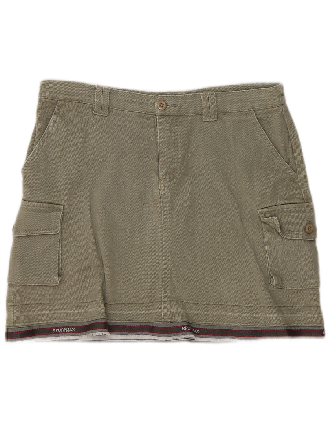 Vintage Womens Mini Cargo Skirt IT 44 Medium W30  Khaki Striped Cotton