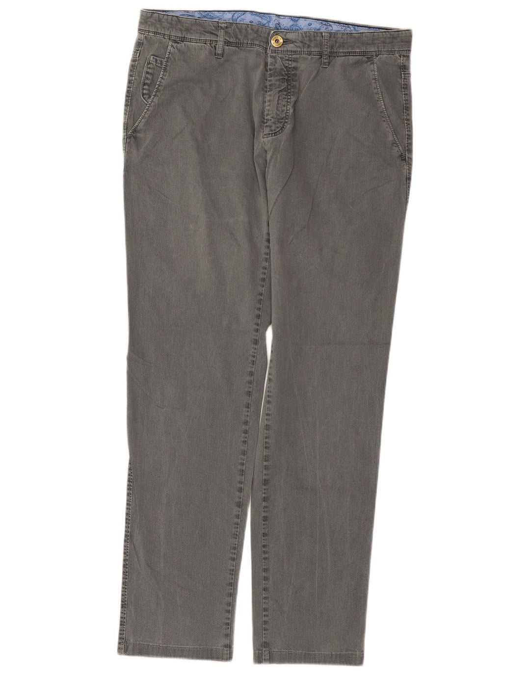 Bugatti Mens Straight Chino Trousers EU 52 XL W34 L31 Grey Cotton