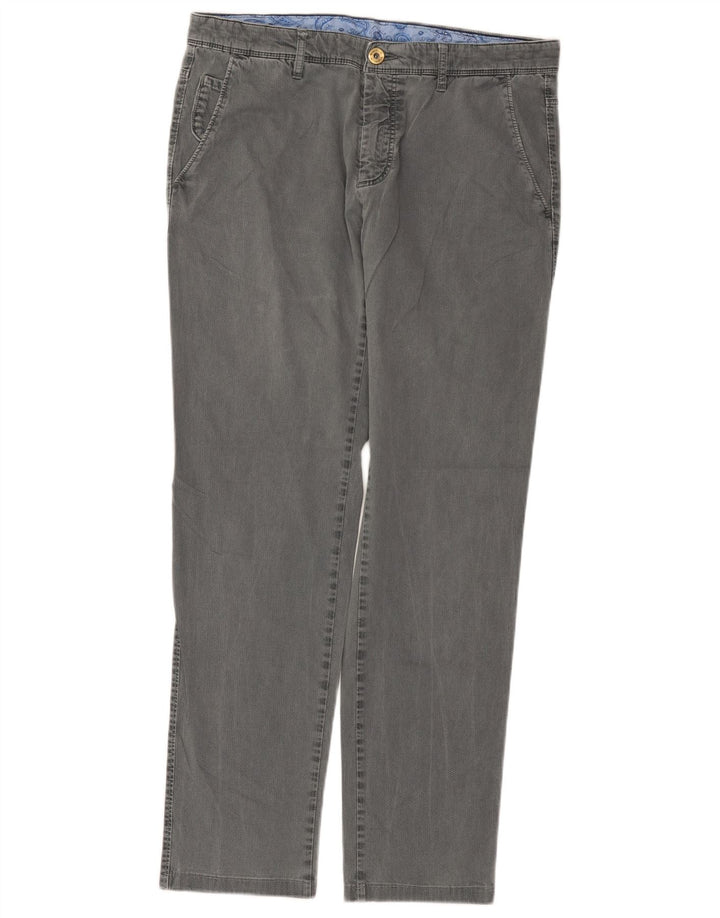 Bugatti Mens Straight Chino Trousers EU 52 XL W34 L31 Grey Cotton