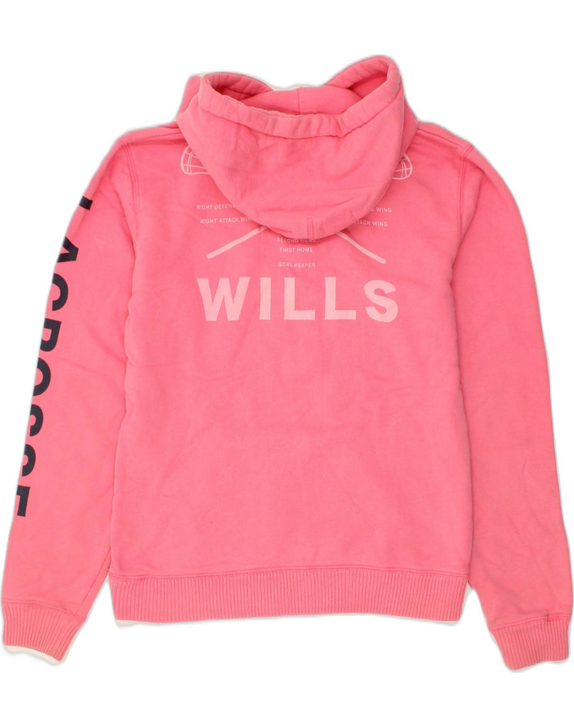 JACK WILLS Womens Graphic Hoodie Jumper UK 14 Medium Pink Cotton | Vintage Jack Wills | Thrift | Second-Hand Jack Wills | Used Clothing | Messina Hembry 