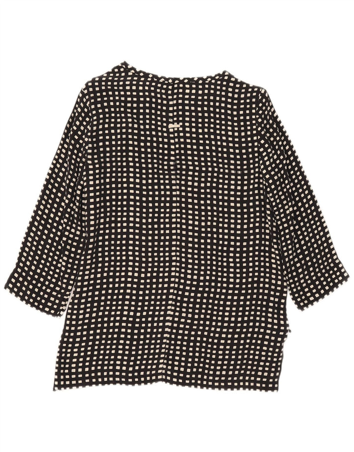 Max Mara Womens 3/4 Sleeve Blouse Top UK 10 Small Black Geometric Silk
