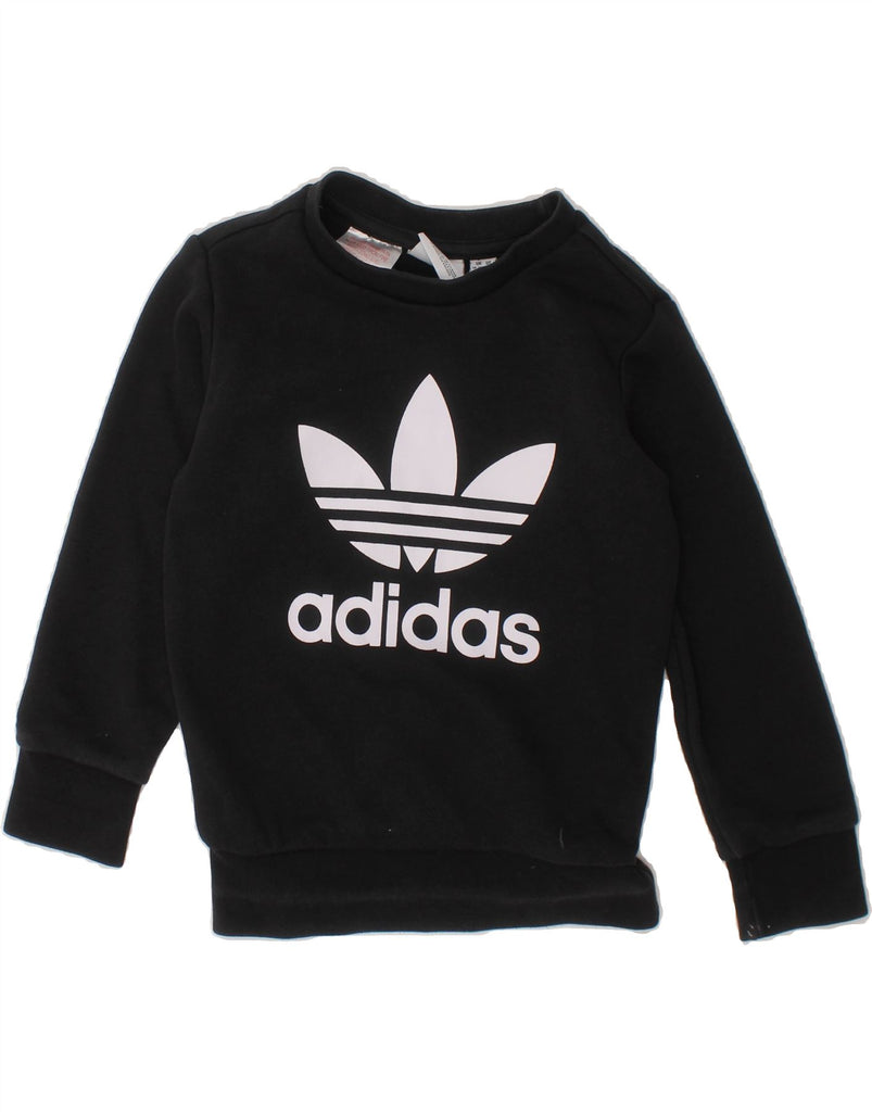 ADIDAS Baby Boys Graphic Sweatshirt Jumper 18-24 Months Black Cotton Vintage Adidas and Second-Hand Adidas from Messina Hembry 