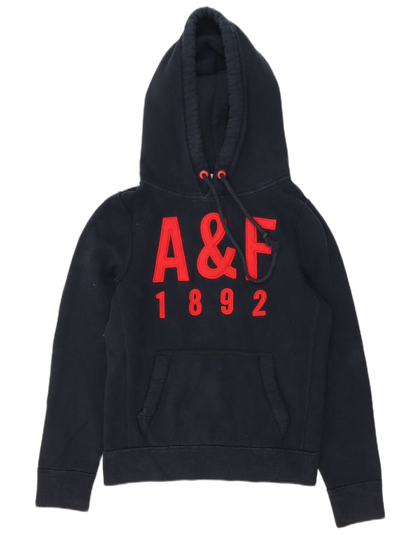 Abercrombie & Fitch Mens Graphic Hoodie Jumper Medium Navy Blue Cotton