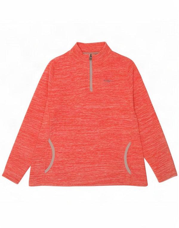 Weird Fish Womens Zip Neck Fleece Jumper UK 22 3XL Red Flecked Polyester