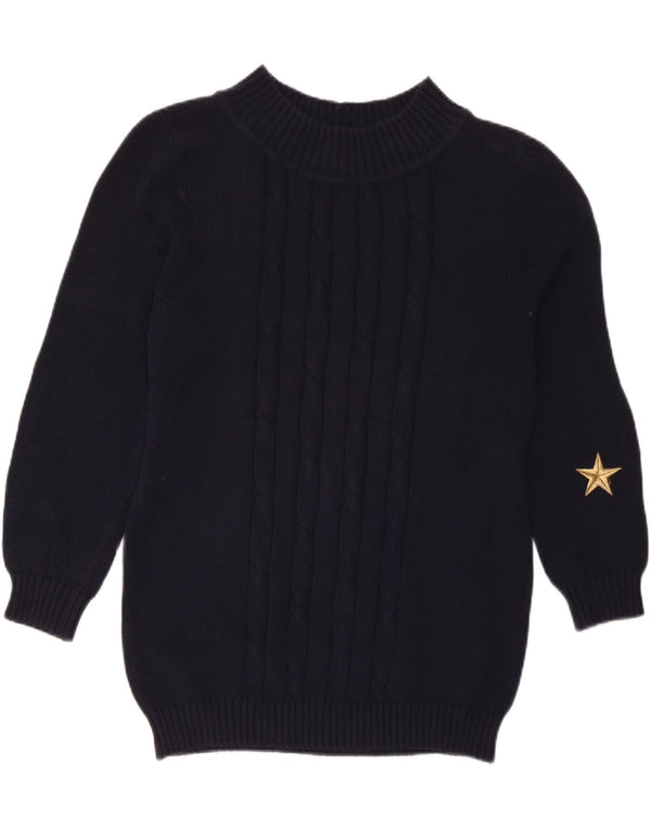 Iceberg Womens Turtle Neck Jumper Sweater IT 42 Medium Navy Blue Cotton
