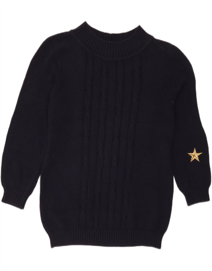 Iceberg Womens Turtle Neck Jumper Sweater IT 42 Medium Navy Blue Cotton