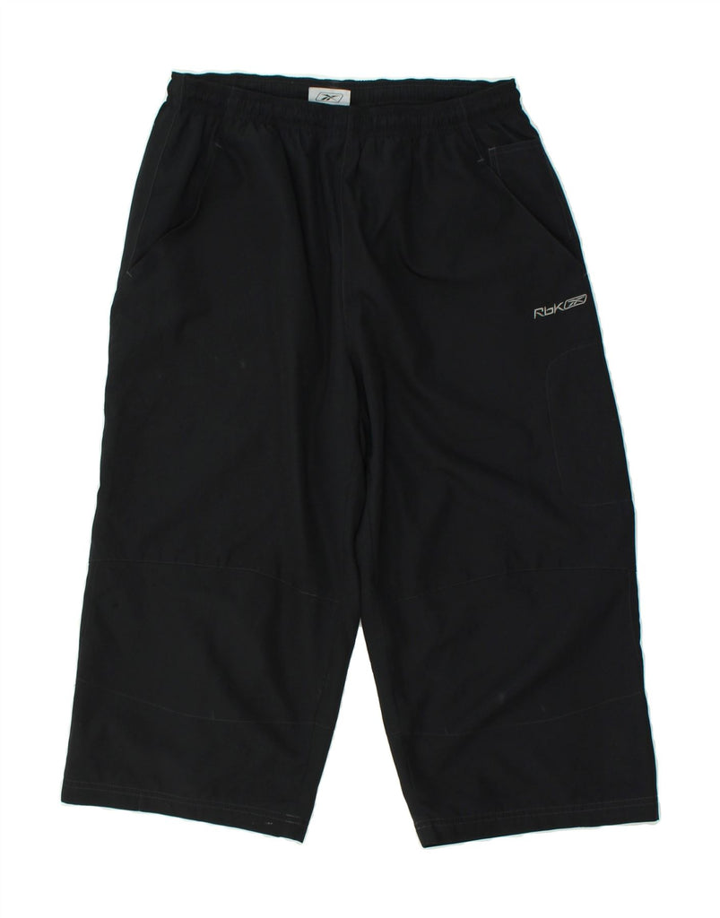 REEBOK Mens Bermuda Sport Shorts Large Black Polyester | Vintage Reebok | Thrift | Second-Hand Reebok | Used Clothing | Messina Hembry 