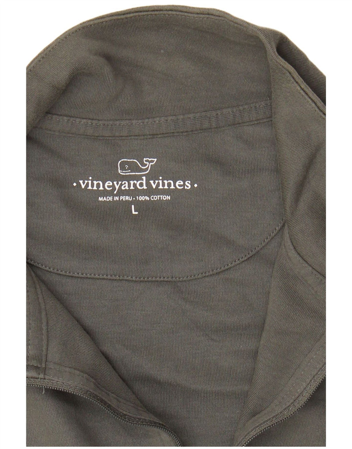 VINEYARD VINES Mens Zip Neck Sweatshirt Jumper Large Grey