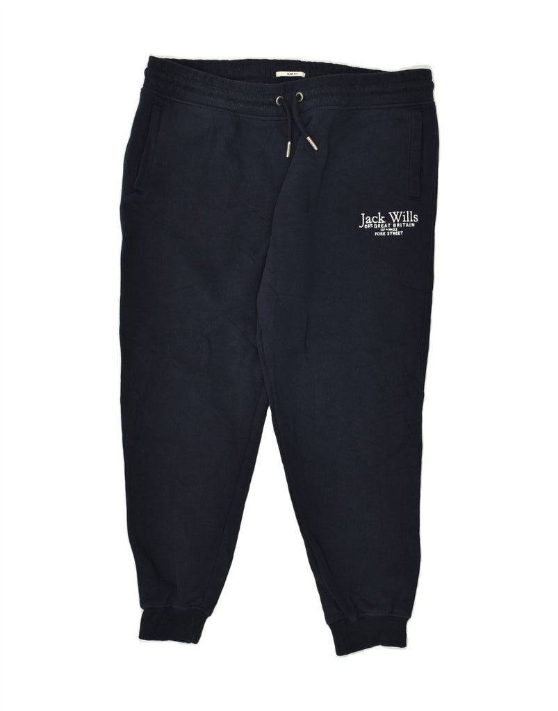 JACK WILLS Mens Slim Fit Tracksuit Trousers Joggers XL Navy Blue Cotton | Vintage Jack Wills | Thrift | Second-Hand Jack Wills | Used Clothing | Messina Hembry 