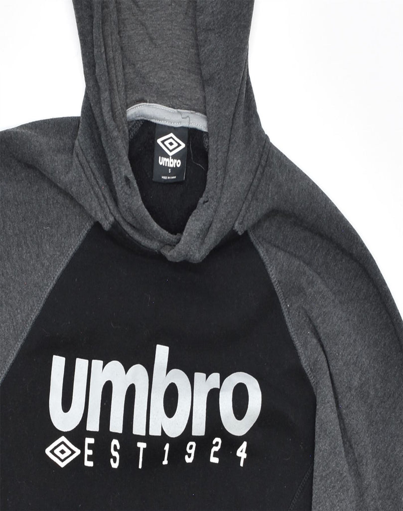 UMBRO Mens Hoodie Jumper Small Black Colourblock Polyester | Vintage | Thrift | Second-Hand | Used Clothing | Messina Hembry 