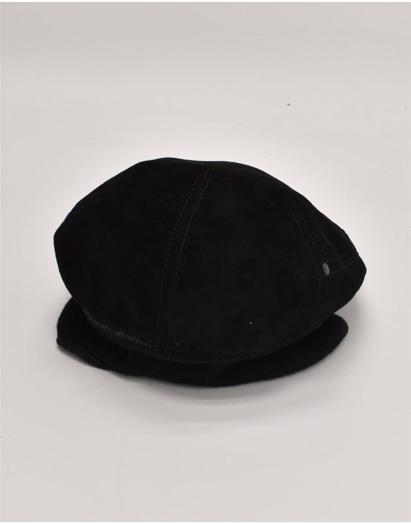 VINTAGE Mens Ear Flap Suede Flat Cap Size 57 Medium Black Suede | Vintage Vintage | Thrift | Second-Hand Vintage | Used Clothing | Messina Hembry 