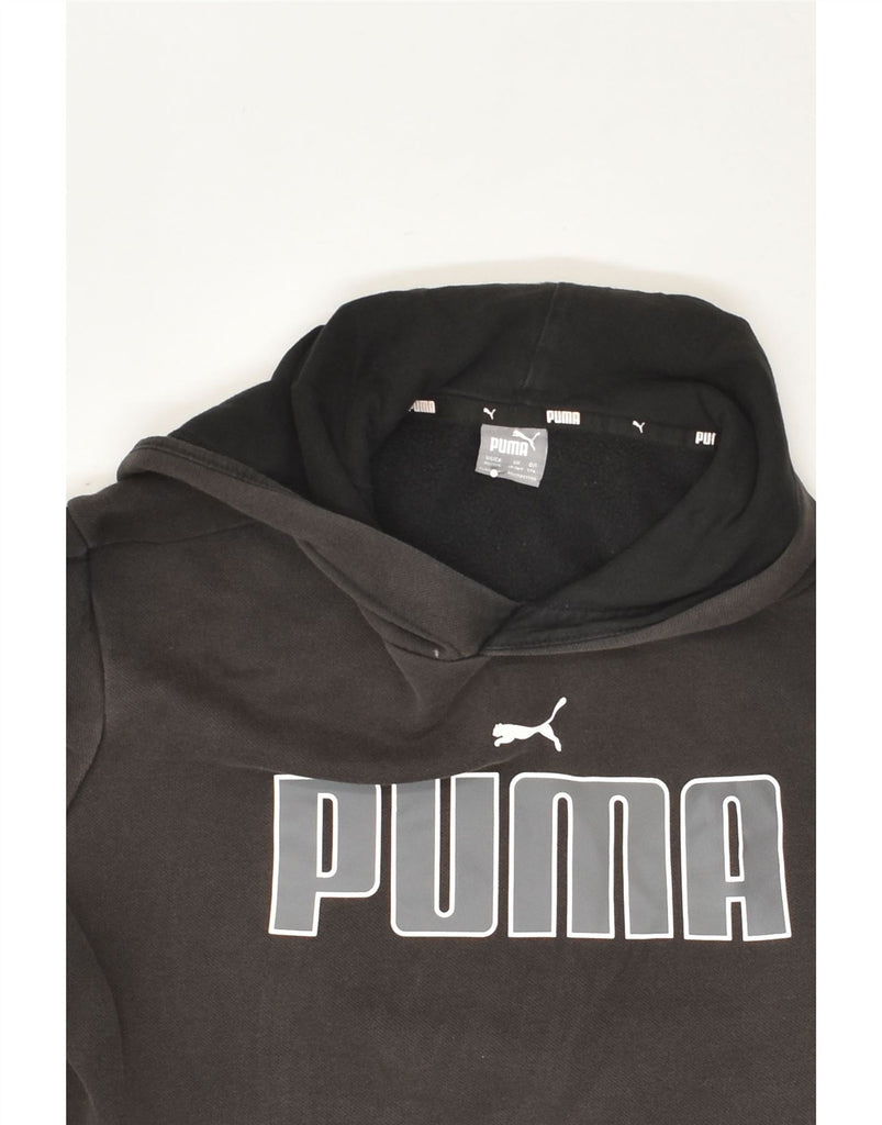 PUMA Boys Graphic Hoodie Jumper 15-16 Years Black Cotton | Vintage Puma | Thrift | Second-Hand Puma | Used Clothing | Messina Hembry 