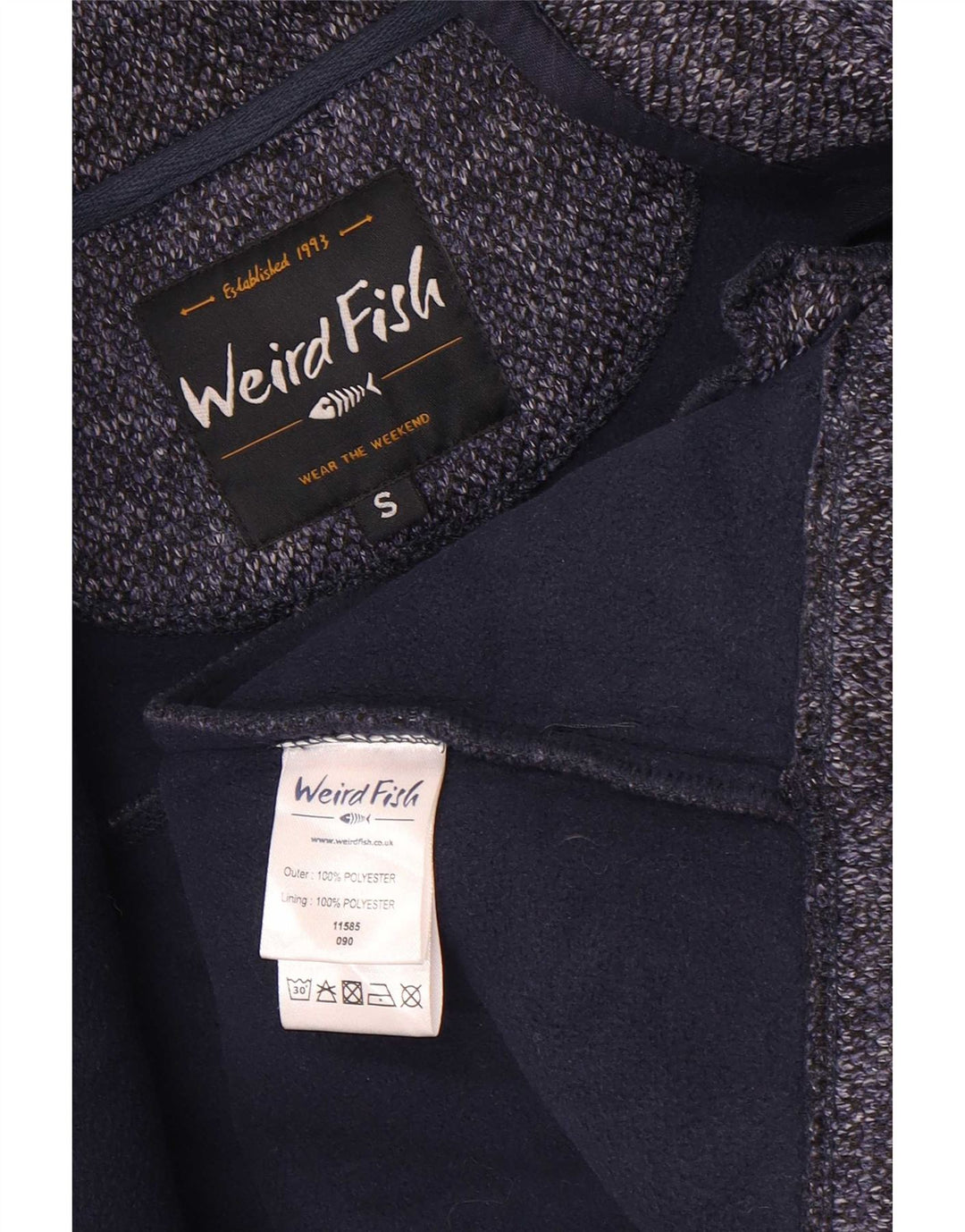 Weird Fish Womens Tracksuit Top Jacket Small Navy Blue Flecked Polyester