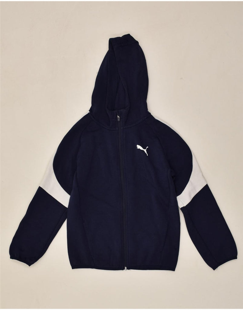 PUMA Boys Zip Hoodie Sweater 11-12 Years Navy Blue Colourblock | Vintage Puma | Thrift | Second-Hand Puma | Used Clothing | Messina Hembry 