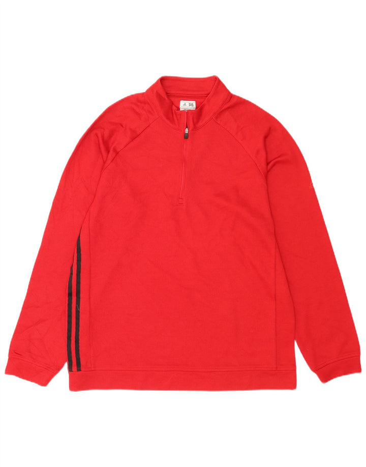 Adidas Mens Zip Neck Sweatshirt Jumper Medium Red Polyester