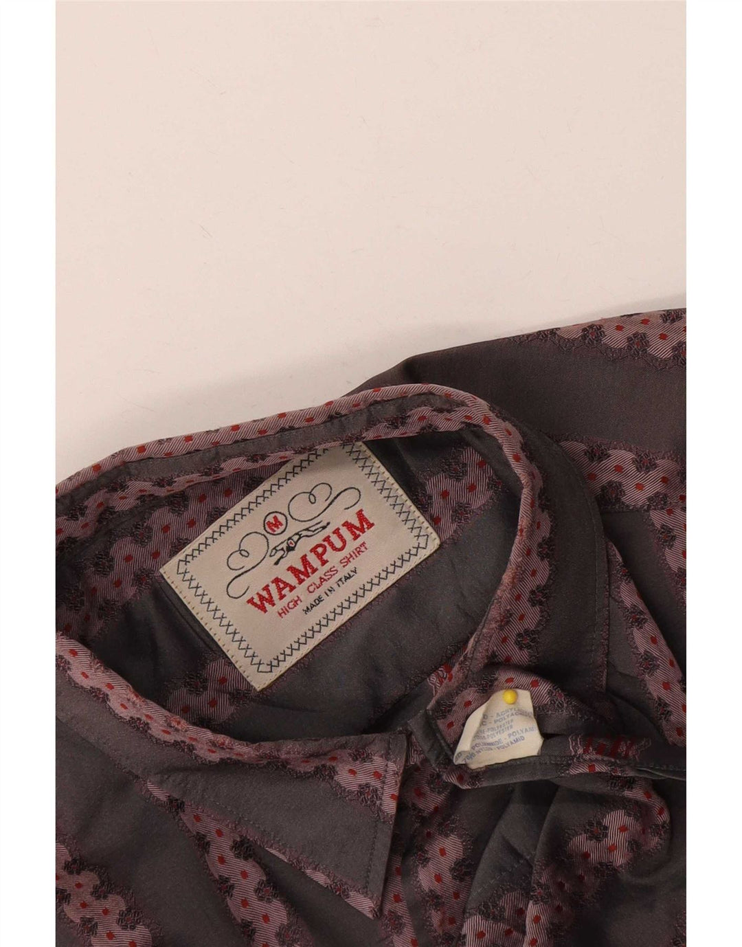 Wampum Mens Shirt Medium Grey Geometric Acrylic Classic