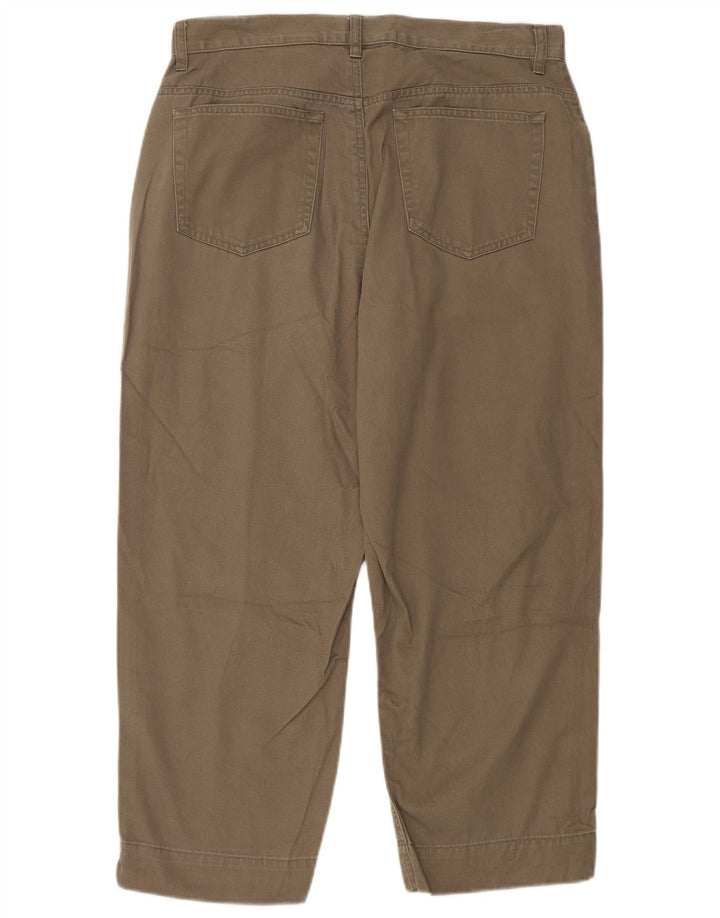 EDDIE BAUER Womens High Waist Cropped Trousers US 12 Large W32 L24 Green