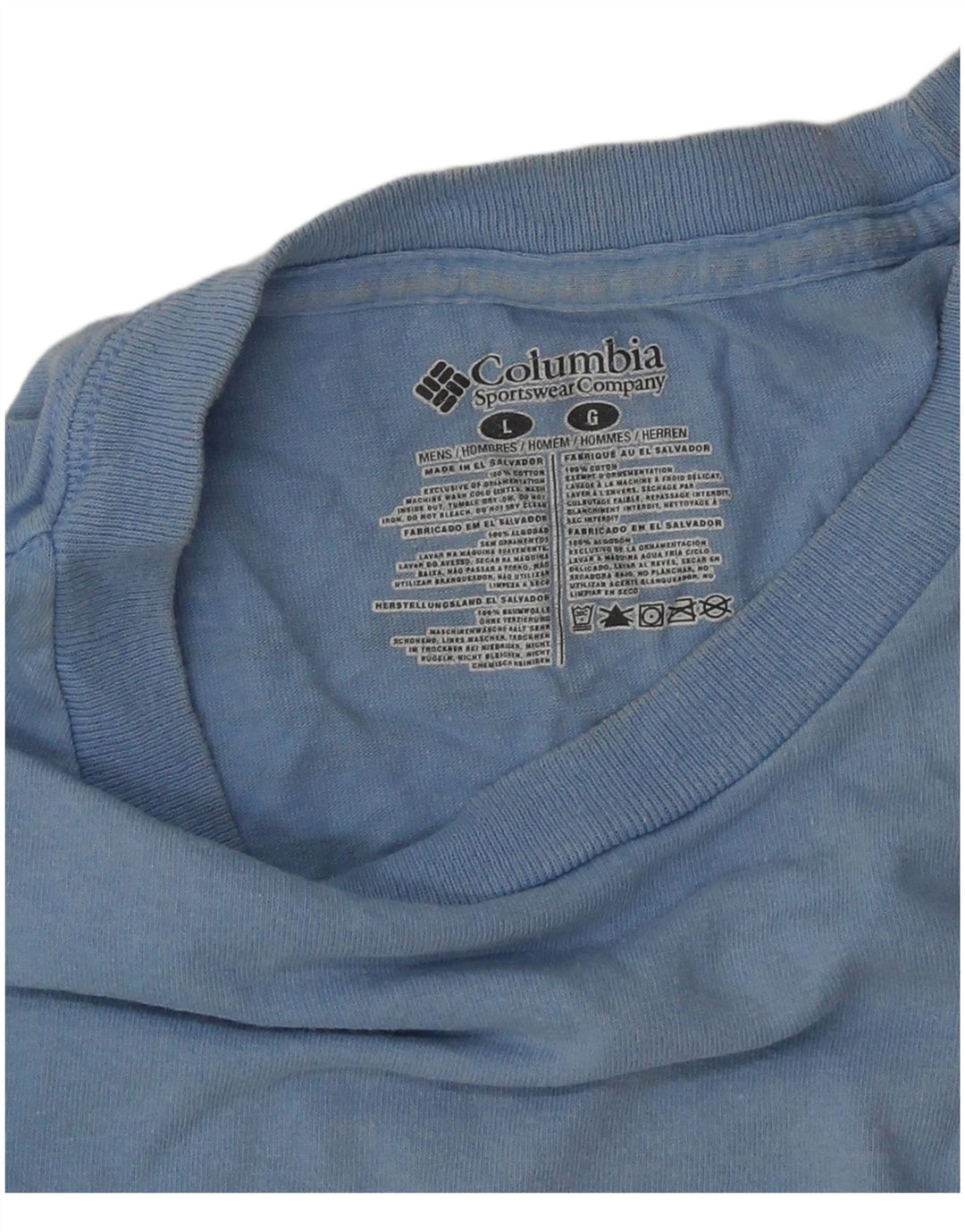 COLUMBIA Mens Graphic T-Shirt Top Large Blue Cotton