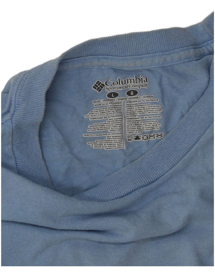 COLUMBIA Mens Graphic T-Shirt Top Large Blue Cotton