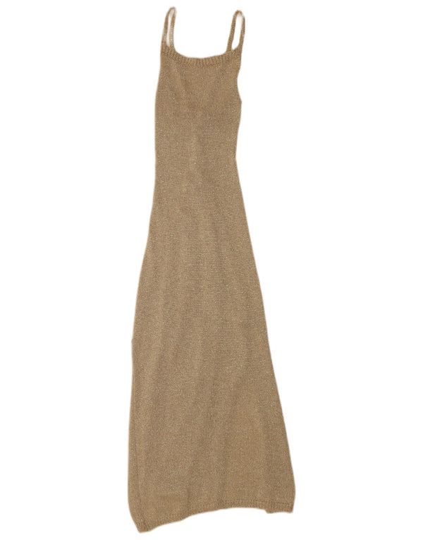Vintage Womens Sleeveless Jumper Dress UK 4 XS Beige Flecked