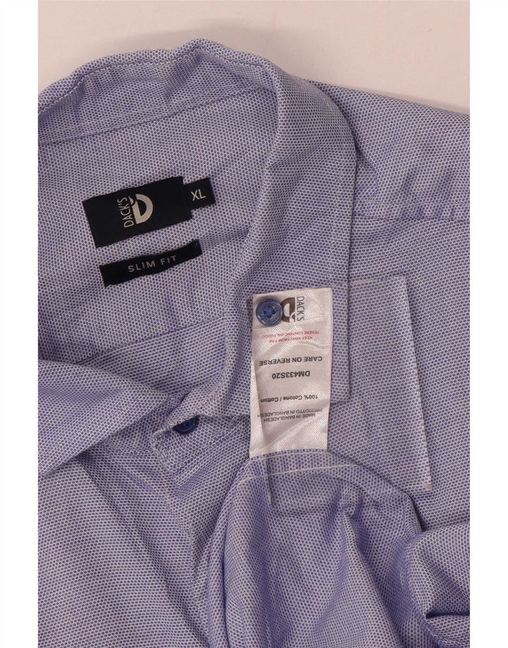 Dack's Mens Slim Fit Shirt XL Blue Spotted Cotton
