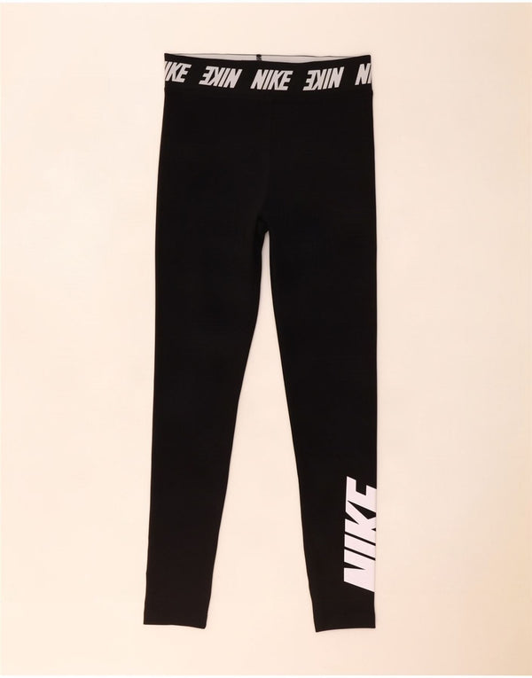 Nike Womens Graphic Leggings UK 12 Medium Black Colourblock Cotton