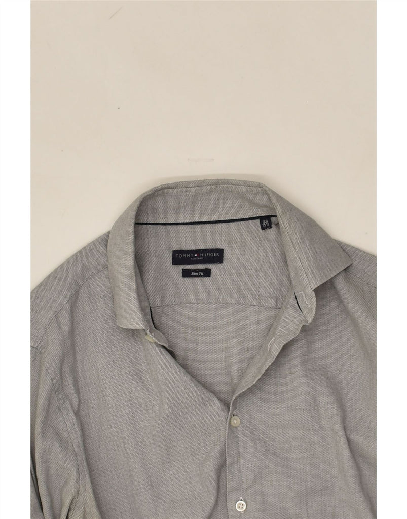 TOMMY HILFIGER Mens Slim Fit Shirt Size 39 15 1/2 Medium Grey Cotton | Vintage Tommy Hilfiger | Thrift | Second-Hand Tommy Hilfiger | Used Clothing | Messina Hembry 