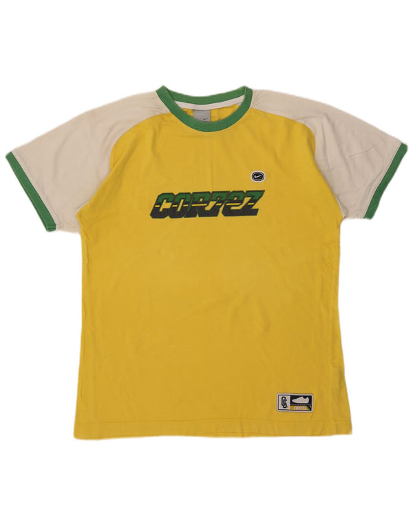 Nike Mens Graphic T-Shirt Top Medium Yellow Colourblock Cotton