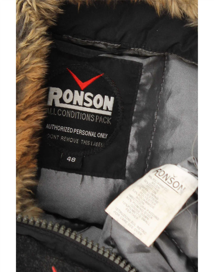 Vintage Womens Padded Jacket IT 48 XL Black Polyamide