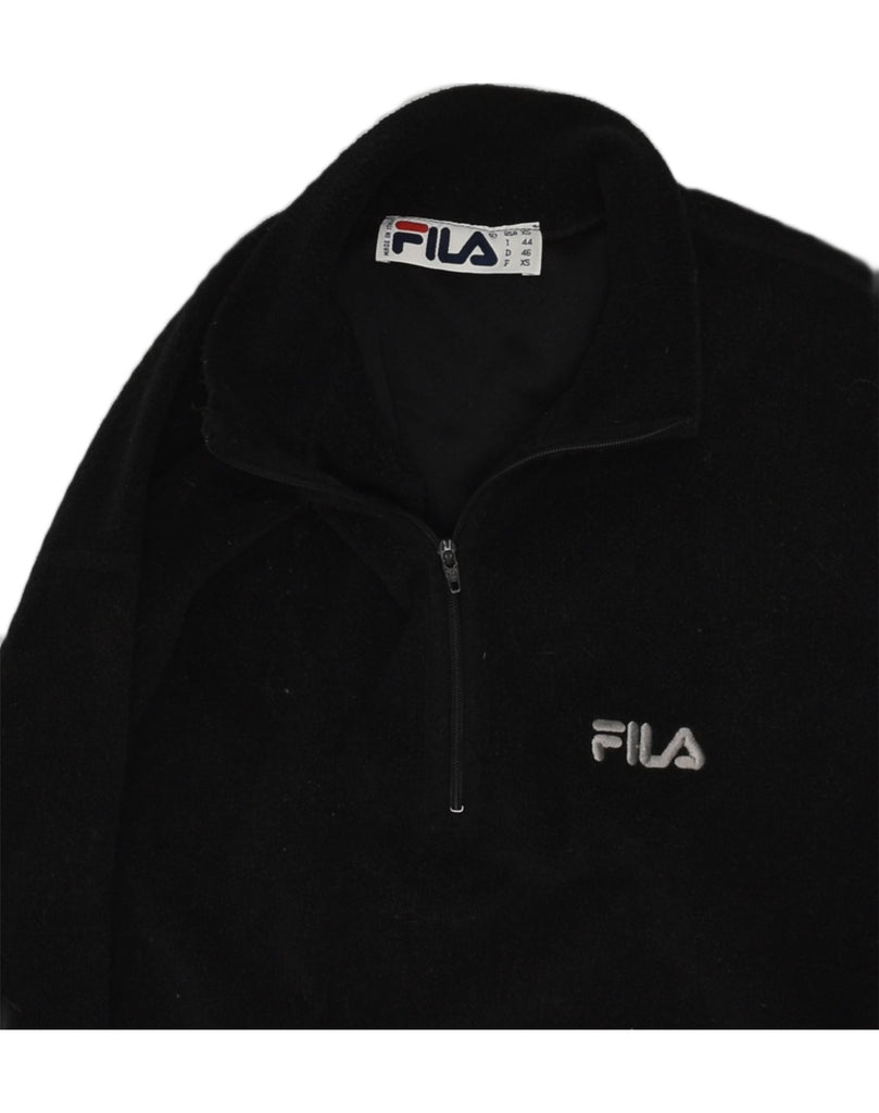 FILA Mens Zip Neck Fleece Jumper XS Black Polyester | Vintage Fila | Thrift | Second-Hand Fila | Used Clothing | Messina Hembry 