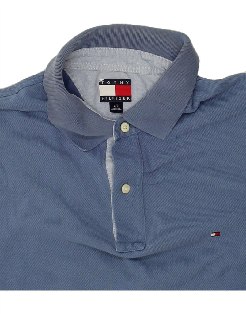 TOMMY HILFIGER Mens Polo Shirt Large Blue Cotton Vintage Tommy Hilfiger and Second-Hand Tommy Hilfiger from Messina Hembry 