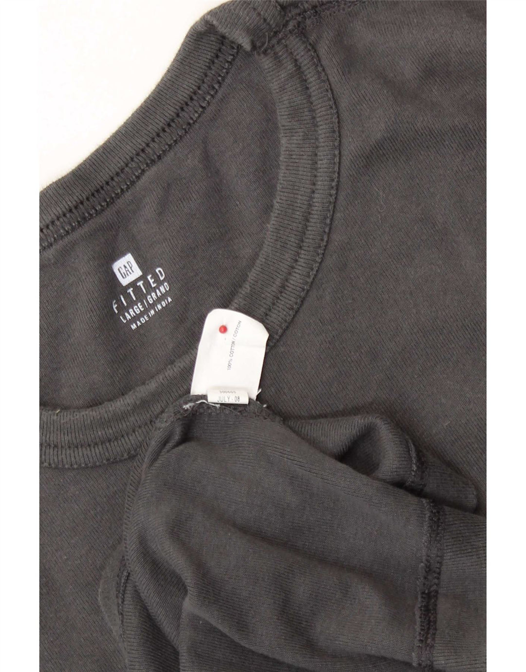 Gap Mens Fitted Top Long Sleeve Large Grey Cotton