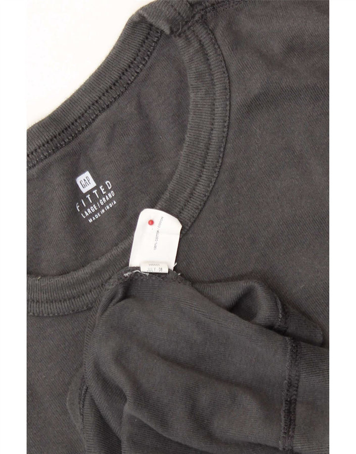 Gap Mens Fitted Top Long Sleeve Large Grey Cotton
