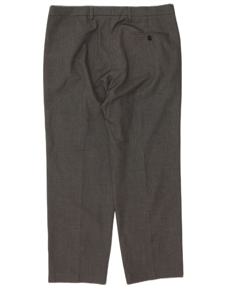 Marks & Spencer Mens Regular Fit Suit Trousers W34 L29 Grey Polyester