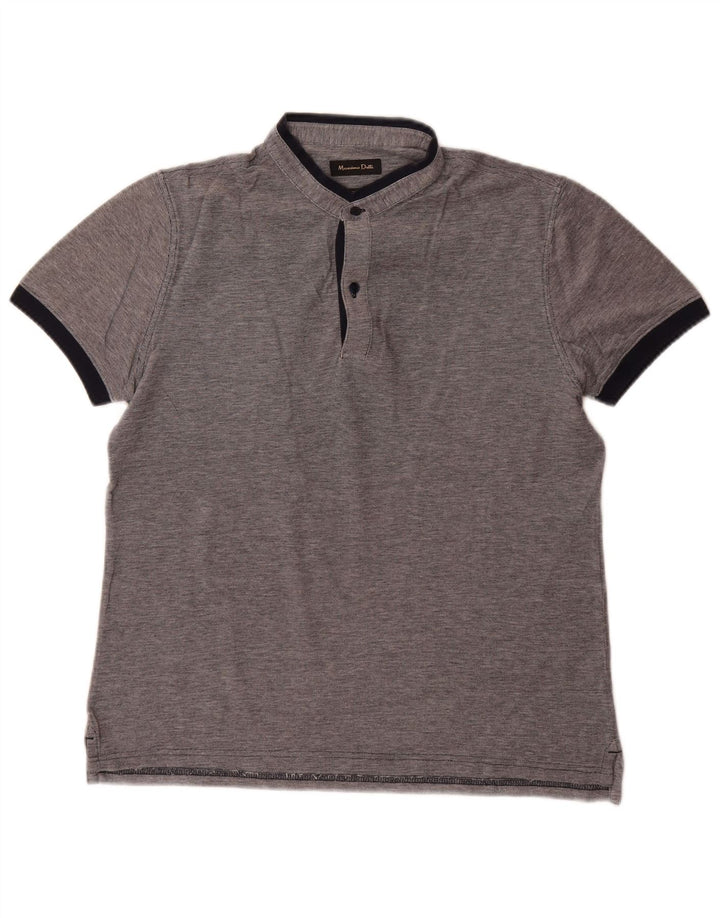 Massimo Dutti Mens Polo Shirt Medium Grey Flecked