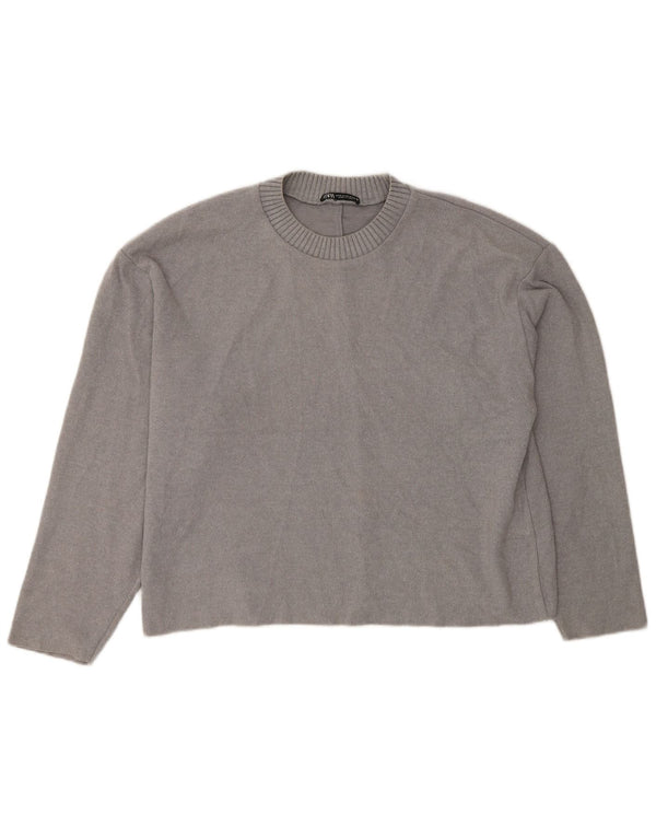 Zara Womens Loose Fit Blouse Top UK 14 Medium Grey
