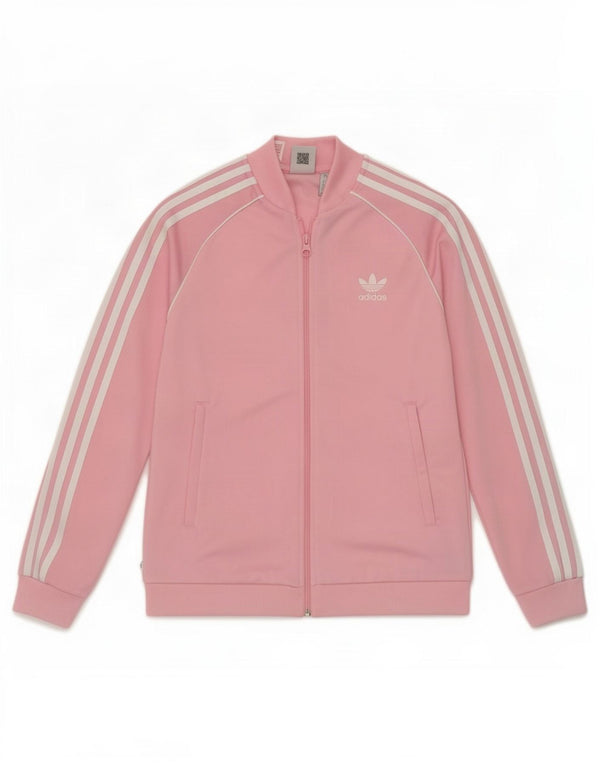Adidas Girls Tracksuit Top Jacket 12-13 Years Pink Polyester