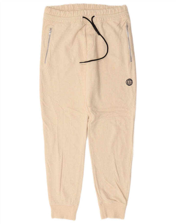 Zara Mens Tracksuit Trousers Joggers Medium  Off White Cotton