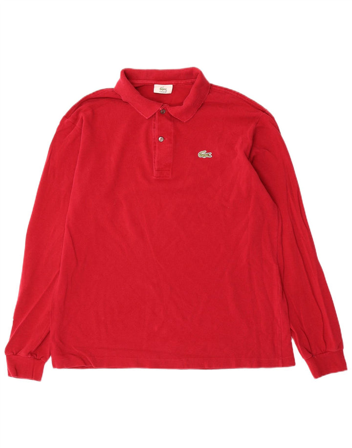 Lacoste Mens Long Sleeve Polo Shirt Size 4 Medium Red Cotton
