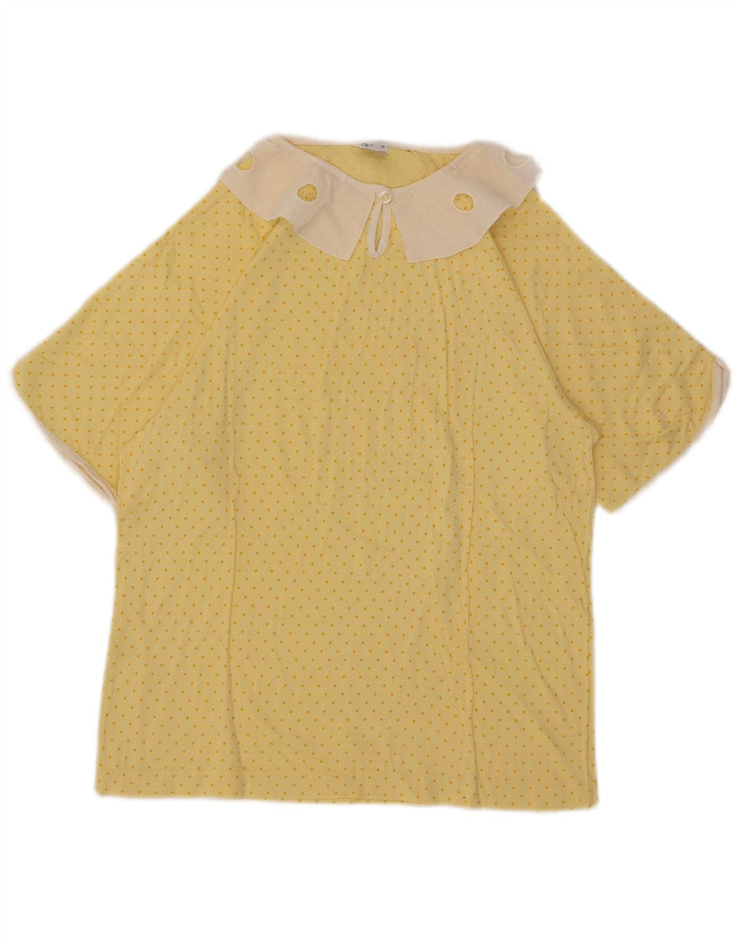 Vintage Womens Blouse Top US 4 Small Yellow Spotted Cotton