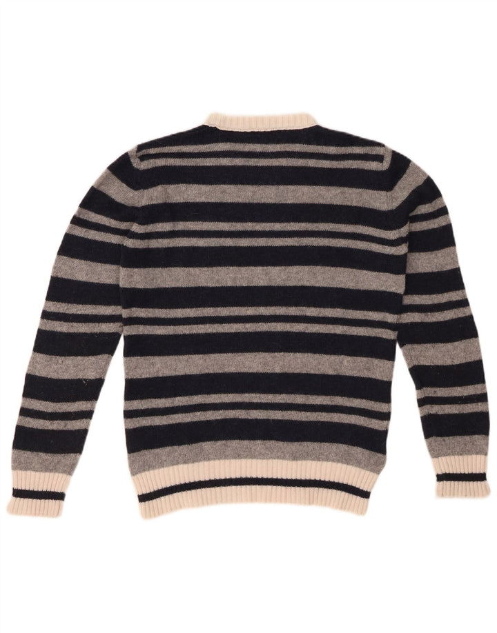 WOOLRICH Boys Crew Neck Jumper Sweater 11-12 Years Black Striped Wool