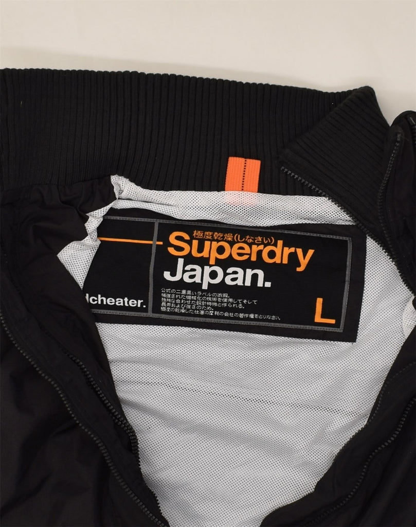 SUPERDRY Womens Windcheater Windbreaker Jacket UK 16 Large Black Nylon | Vintage Superdry | Thrift | Second-Hand Superdry | Used Clothing | Messina Hembry 