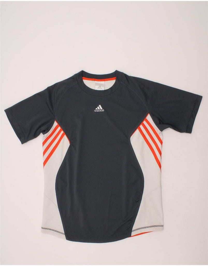 ADIDAS Boys T-Shirt Top 13-14 Years Grey Colourblock Vintage Adidas and Second-Hand Adidas from Messina Hembry 