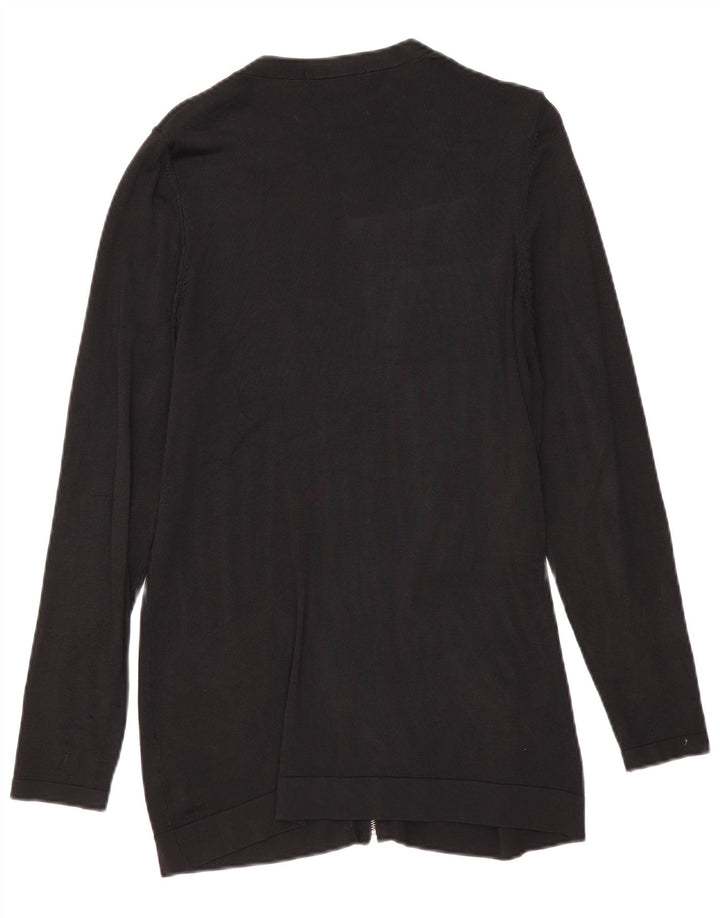 Marks & Spencer Womens Full Zip Cardigan Sweater UK 12 Medium Black Viscose